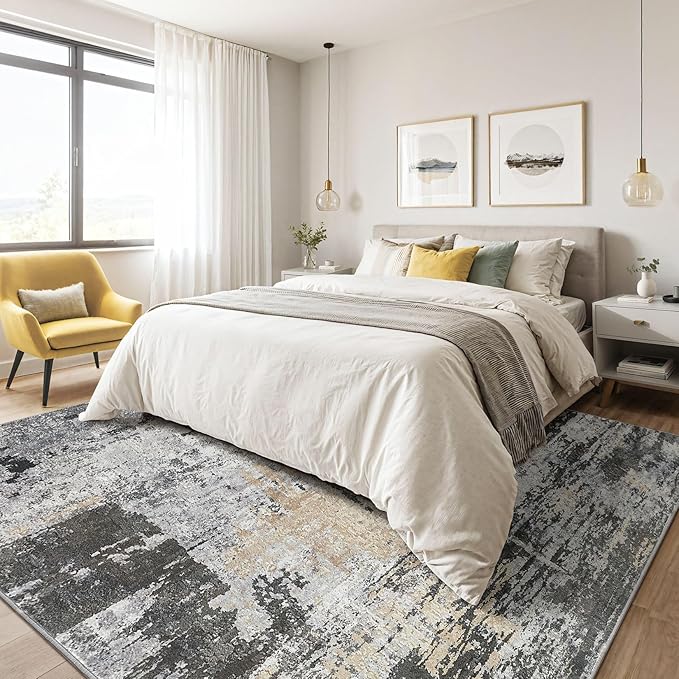 8x10 Area Rugs Living Room: Washable Large Abstract Modern Soft Rug Stain - Image 4