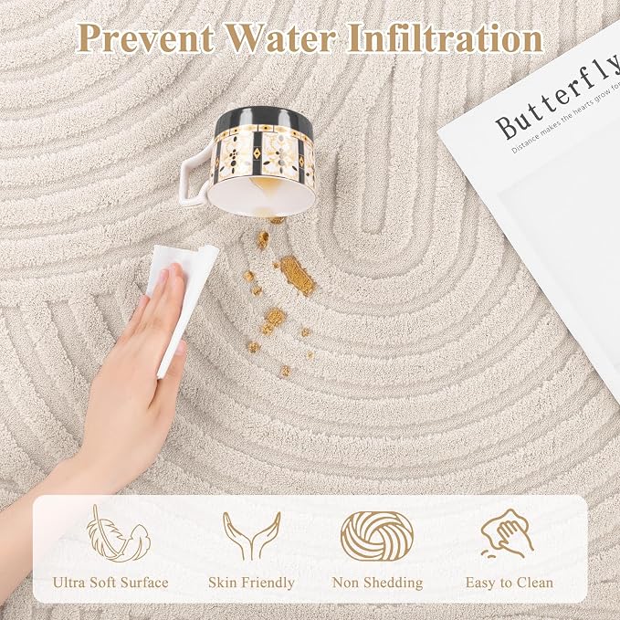 Pauwer 8x10 Washable Area Rugs for Living Room Modern Beige Solid Color Soft - Image 5