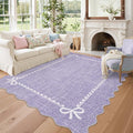 GarveeHome Scalloped Bow Rug for Living Room, Solid Purple Rug for Dorm by GarveeHome
