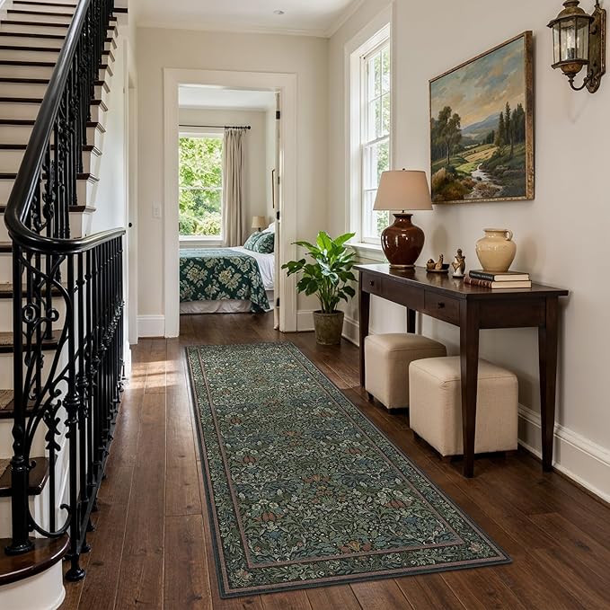 GENIMO Washable Floral Runner Rug 2’6” x 7’, Non-Slip Long Hallway Carpet - Image 3