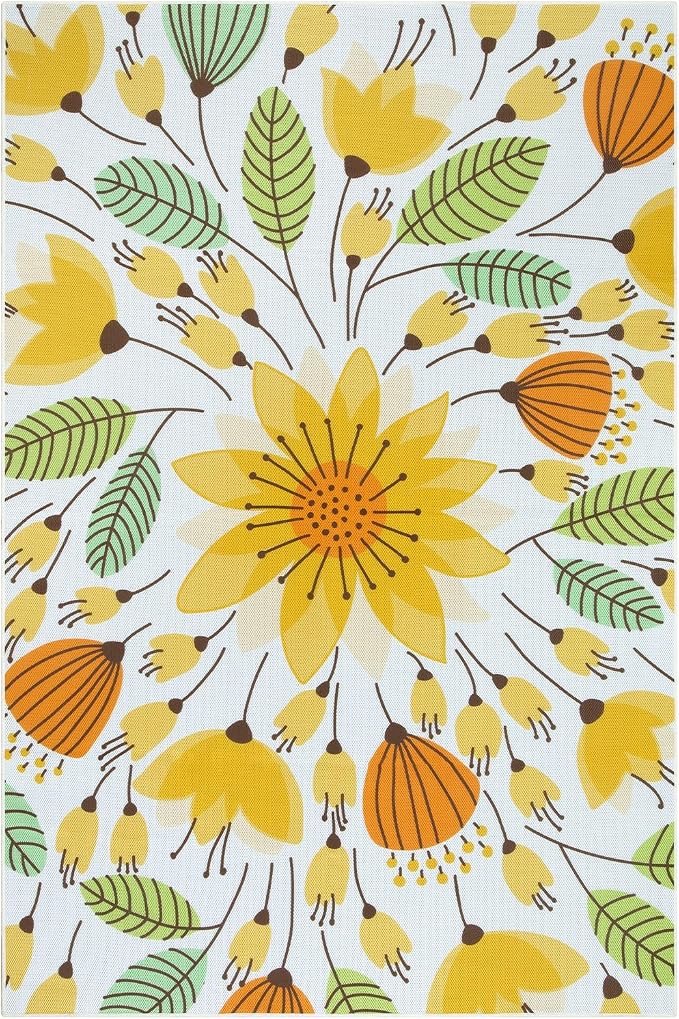 Lahome Floral Indoor Outdoor Rug, 6x9ft Non Slip Outdoor Patio Rug - Image 7