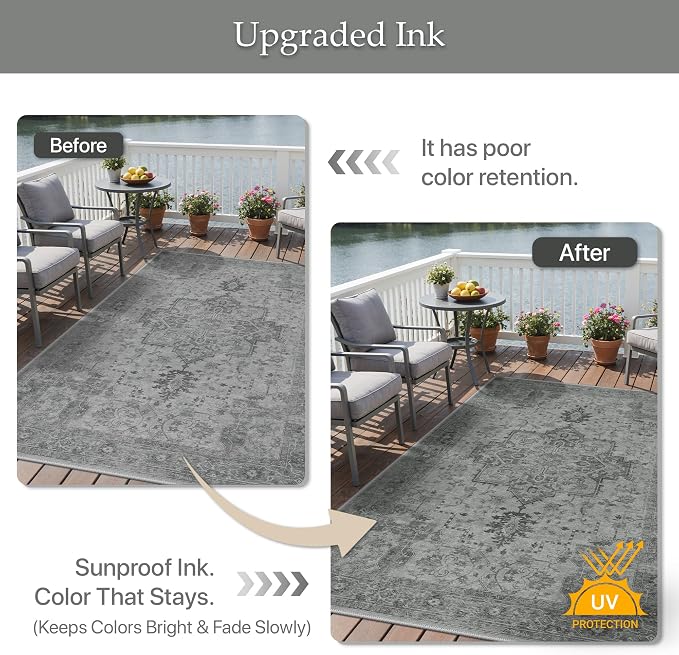 GENIMO Outdoor & Indoor Area Rug 8'x10', Waterproof, Non-Shedding, Easy Cleaning - Image 5