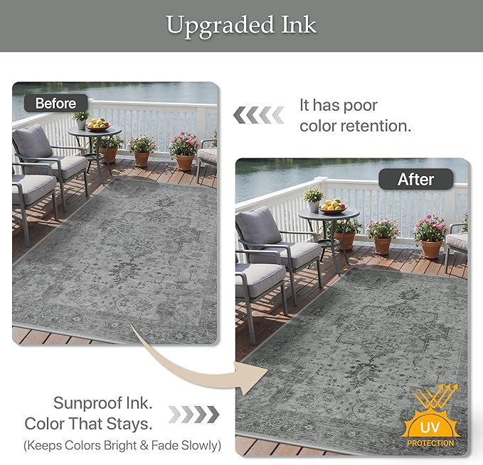GENIMO Outdoor & Indoor Area Rug 6'x9', Waterproof, Non-Shedding, Easy Cleaning - Image 5