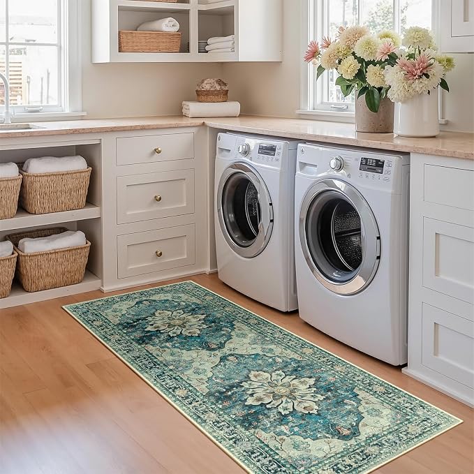 RELEANY Area Rugs Runner 2'x5' Washable Non-Slip, Floral Vintage Distress - Image 3