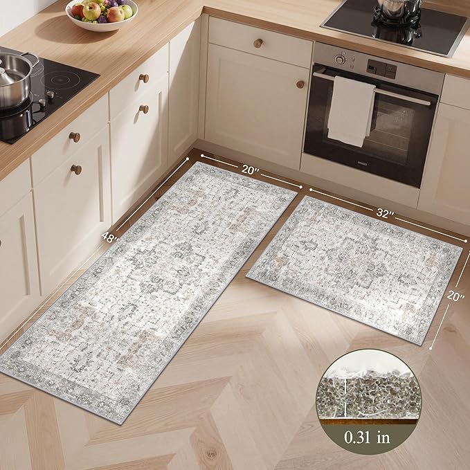 GENIMO Kitchen Rugs Non Slip Washable, Cushioned Standing Mat, Kitchen Runner - Image 2