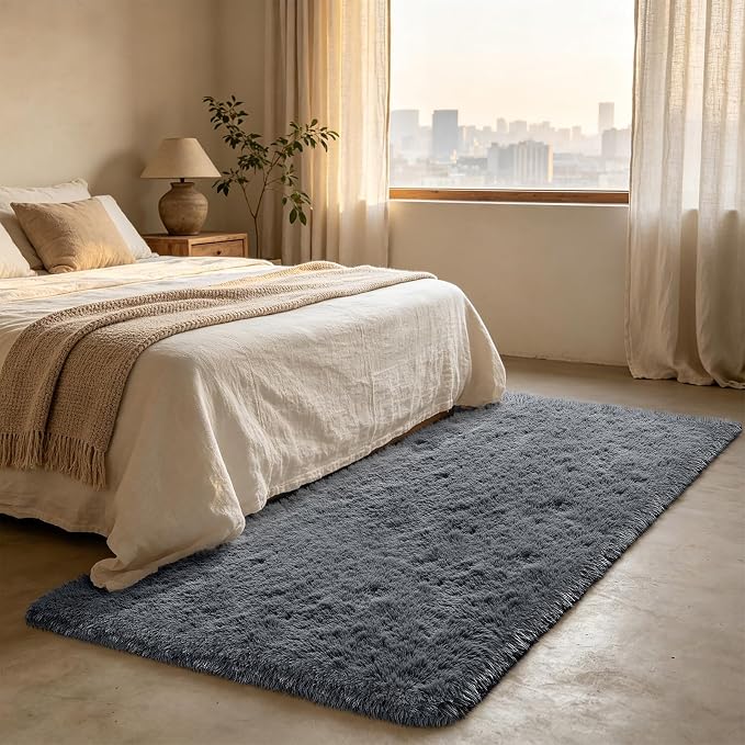 Shag Runner Rug for Bedroom Living Room 3x7 Upgrade Non-Slip Fluffy Soft - Image 3