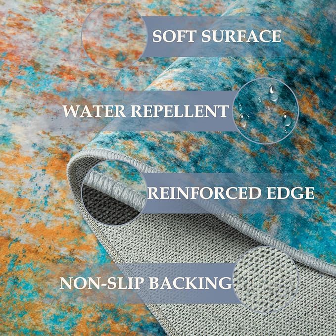 RELEANY Washable Area Rugs 7'x9' Non-Slip Modern Abstract Soft - Image 5