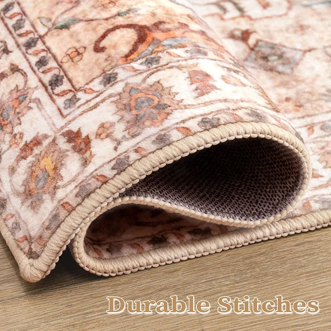 SERISSA Area Rug 3x5 Boho Peach Cream Rugs - Image 5