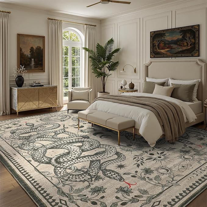 DCX Washable 8x10 Snake Rug, Soft Low Pile Carpet, Kid & Pet Friendly - Image 2