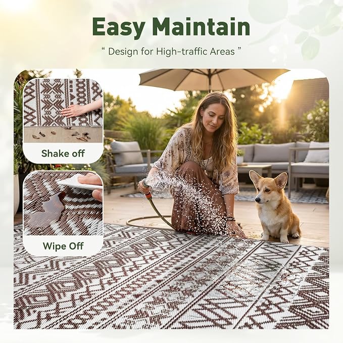 MontVoo Outdoor Rug Carpet Waterproof 5x8 Outdoor Patio Rug Mat Reverisble - Image 8
