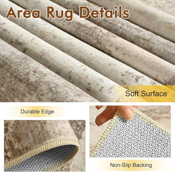 4x6 Ft Abstract Area Rugs for Living Room, Soft Non-Slip Modern Washable Rugs - Image 5