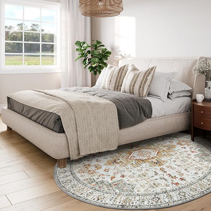 Moynesa Ultra-Thin Washable Round Rug - 6ft Large Living Room Circle Area Rugs - Image 3