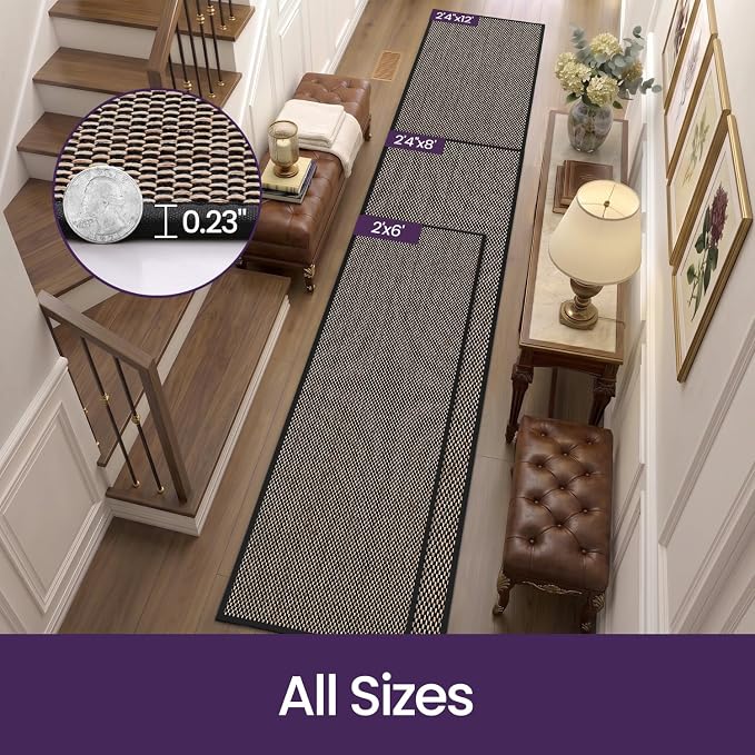 DEX Hallway Runner Rug 2'4''x8, Non Slip Rubber Backing Inside Entryway Carpet - Image 2