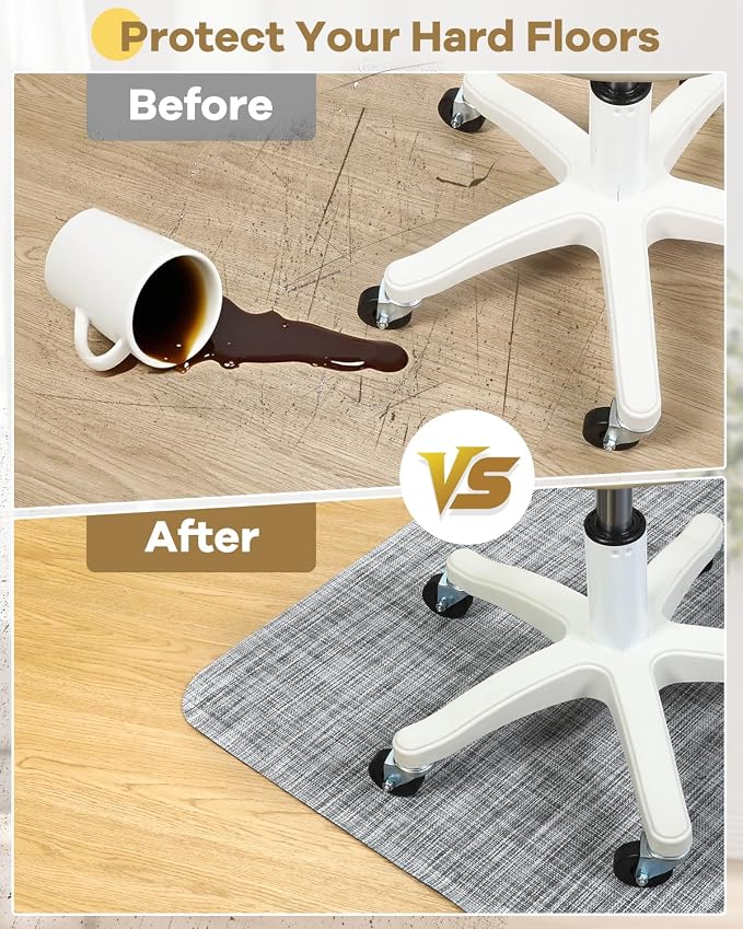 BesWin Office Chair Mat for Hard Floors, Heavy Duty Non-Slip PVC Hard Floor - Image 2