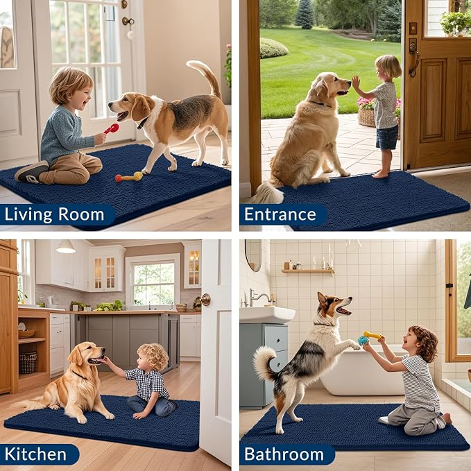 Smiry Dog Door Mat for Muddy Paws 54x24, Absorbent Dirt Trapper, Non-Slip - Image 7