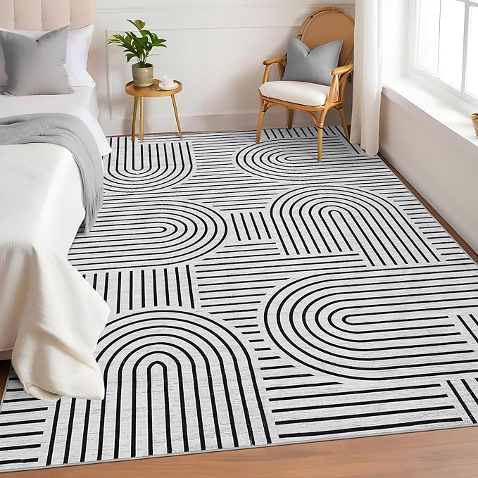 Washable Rug 4x6 Area Rugs for Living Room, Abstract Rug for Bedroom, Soft - Image 3