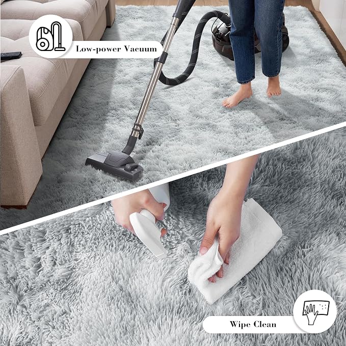 Soft Runner Rugs for Bedroom, Mottling Grey 3x7 Area Rugs Fluffy Rug Shag Area - Image 6