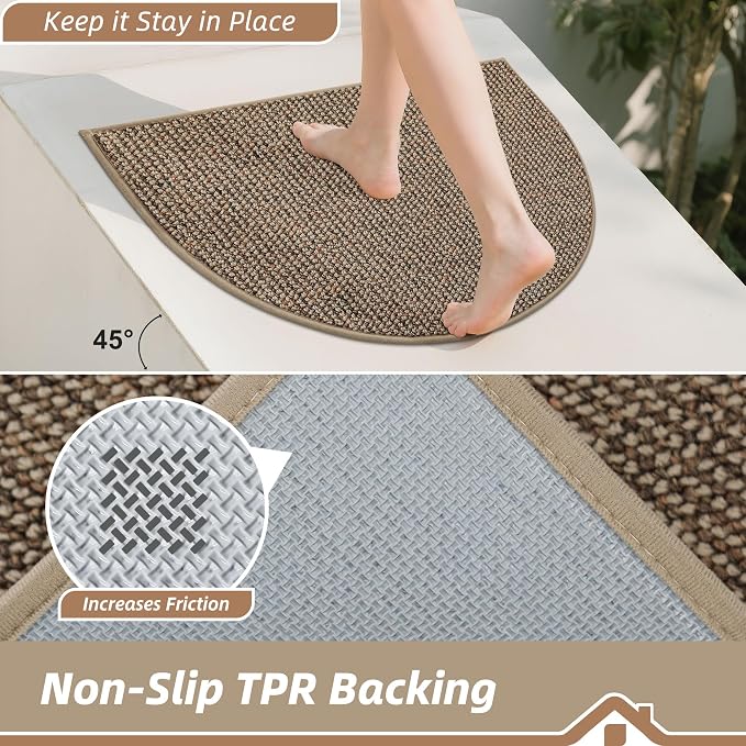BEQHAUSE Dirt Trapper Door Mat 36" x 60" Half Circle Non Slip Washable Doormats - Image 5
