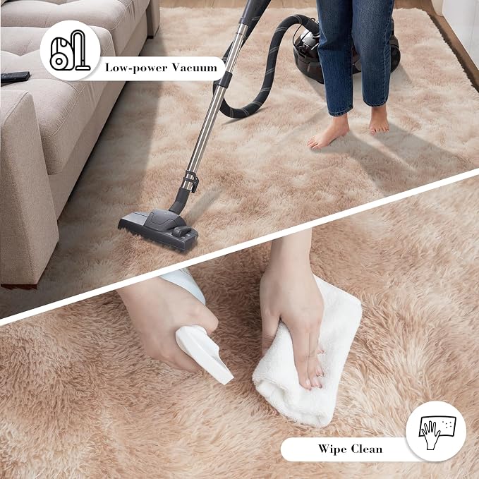 yongyangjuxin Fluffy Rug Shag Area Rug, Mottling Beige 6x9 Area Rugs - Image 7