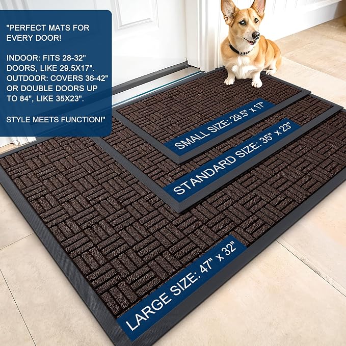 OLANLY Front Door Mat Outside Entrance 47x32, Heavy Duty Sturdy Natural Rubber - Image 2