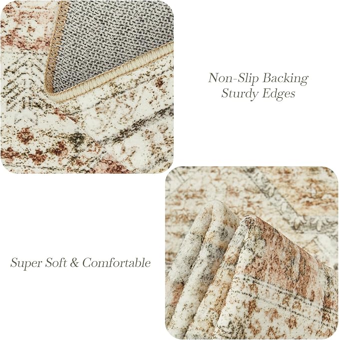 Soalmost 9x12 Area Rugs for Living Room, Non Slip Machine Washable Vintage Rugs - Image 6