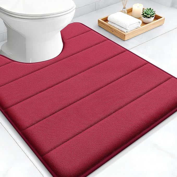 OLANLY Memory Foam Toilet Rugs U Shaped 24x20, Super Soft Absorbent Contour by OLANLY