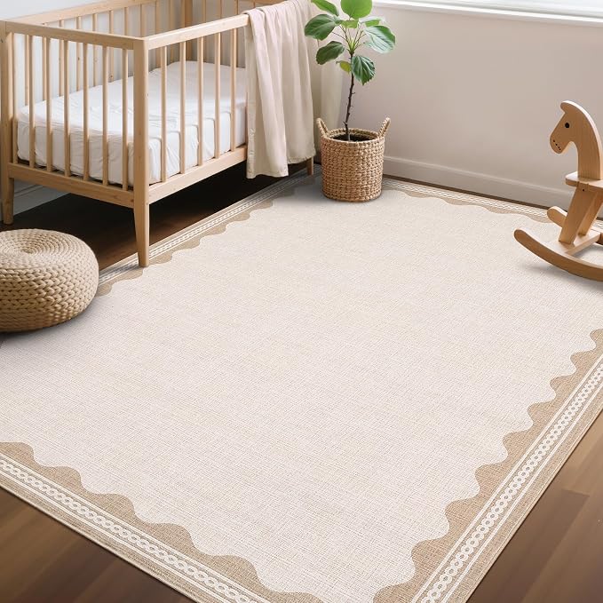 GarveeHome Scalloped 3x5 Rug Washable Non-Slip Low-Pile Indoor Rugs - Image 3