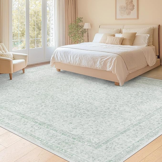 9x12 Area Rugs for Living Room: Washable Large Vintage Floral Rug Low Pile - Image 2