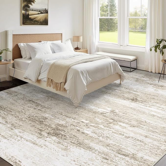 Washable Rug 10x14 Area Rugs for Living Room: Large Neutral Soft Rug Abstract - Image 2