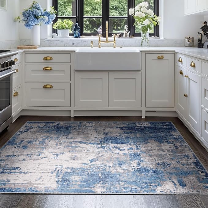 RELEANY Washable Area Rugs 4'x6' Non-Slip Modern Abstract Soft - Image 3