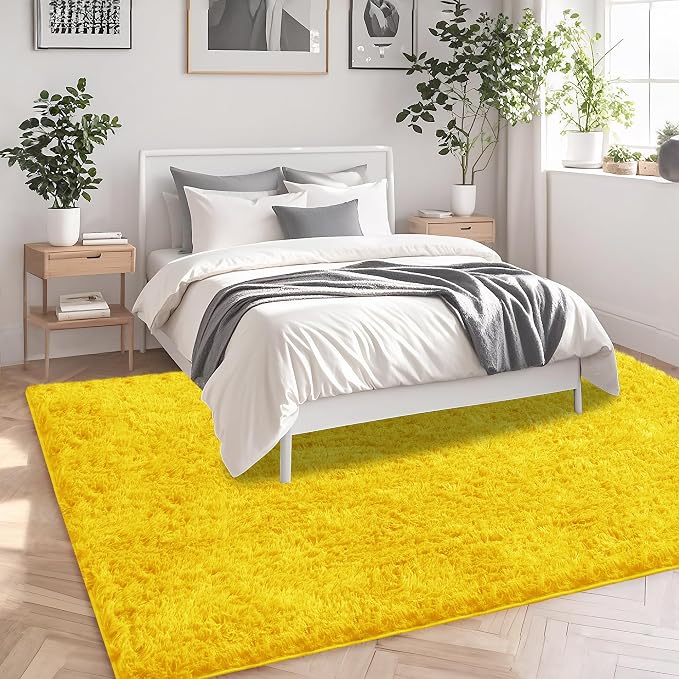 9x12 Yellow Area Rugs for Living Room, Large Fluffy Shag Rug for Bedroom Nursery - Image 4