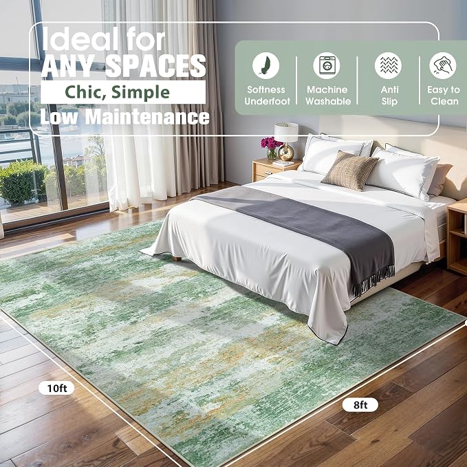 8x10 Area Rugs for Living Room Rug Washable: Abstract Large Rug for Dining Room - Image 2