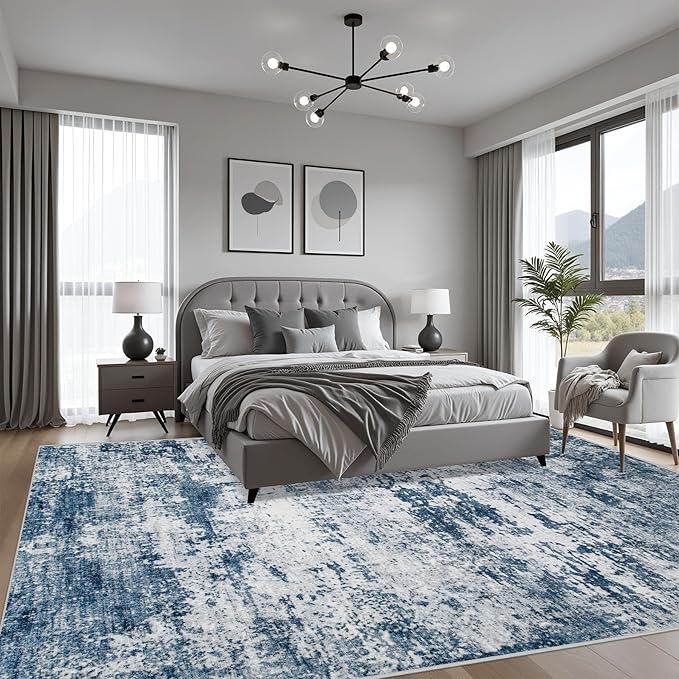 8x10 Area Rug Living Room Rug: Washable Modern Abstract Soft Thin Rug Indoor - Image 4