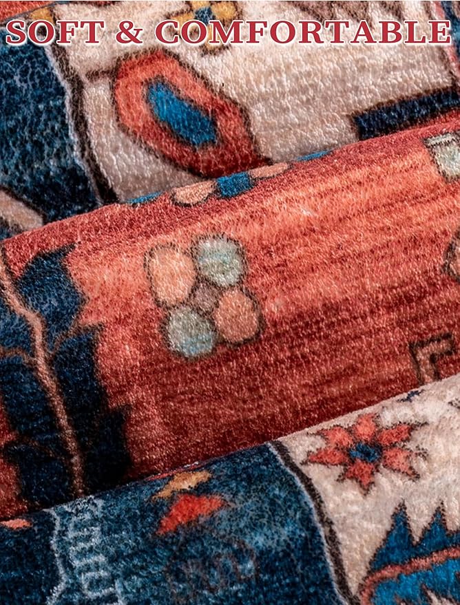 SERISSA Boho Washable Runner Rug, 2x6 Rug Runner Non-Slip Vintage Rust Hallway - Image 5