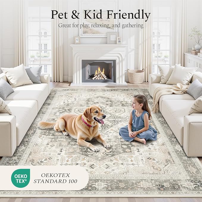 Rugflix 9x12 Area Rugs for Living Room, Machine Washable Rug Non Slip Stain - Image 5