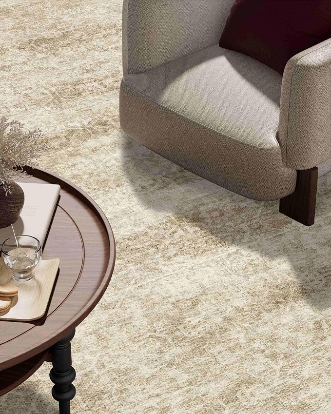 Latte&Fog 6x9 Area Rugs for Living Room, Large Vintage Beige Washable Rug - Image 6