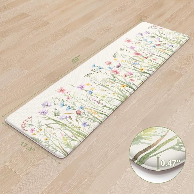KIMODE Anti Fatigue Kitchen Mat, Cushioned Boho Kitchen Runner, Non Slip - Image 3