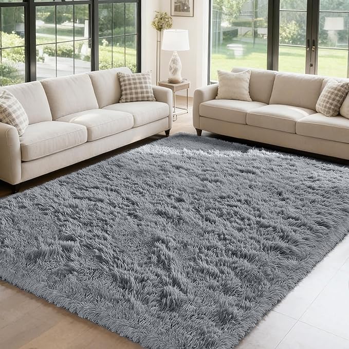 yongyangjuxin Fluffy Rug Shag Area Rug, Light Grey 9x12 Area Rugs - Image 3