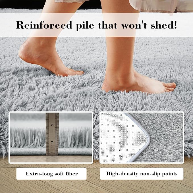 yongyangjuxin Fluffy Rug Shag Area Rug, Light Grey 6x9 Area Rugs - Image 6