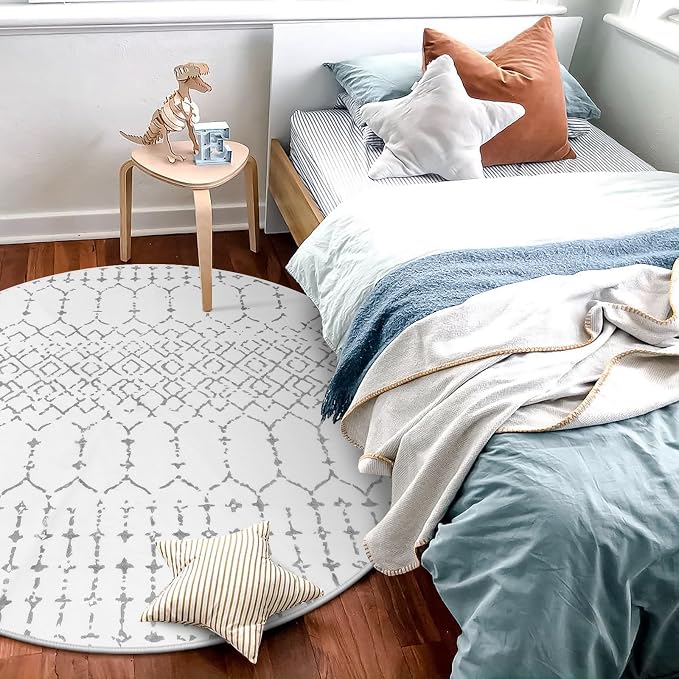 Lahome Moroccan Round Rugs 4Ft Washable Non-Slip Small Round Area Rug - Image 6