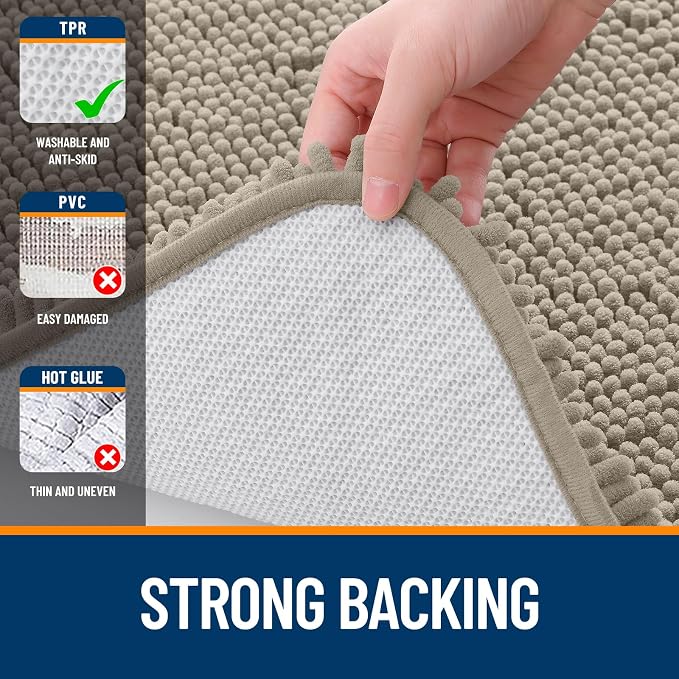 OLANLY Bathroom Rugs 30x20, Extra Soft Absorbent Chenille Bath Rugs, Rubber - Image 6