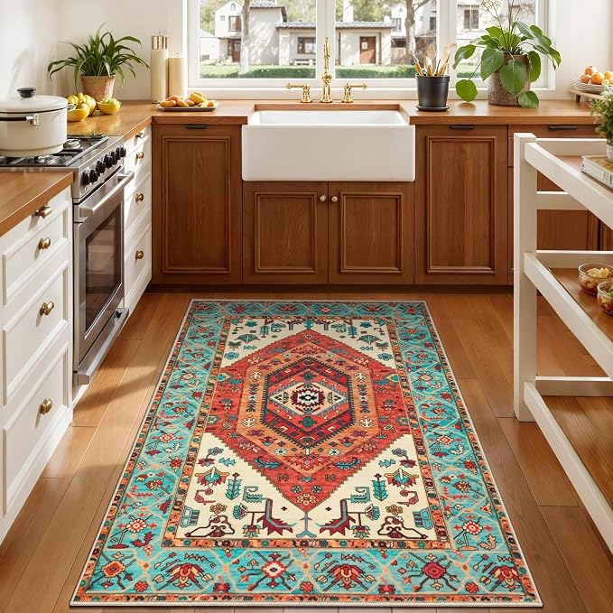 SERISSA Boho Area Rugs for Entryway, 3x4 Washable Non-Slip Kitchen Rug - Image 2
