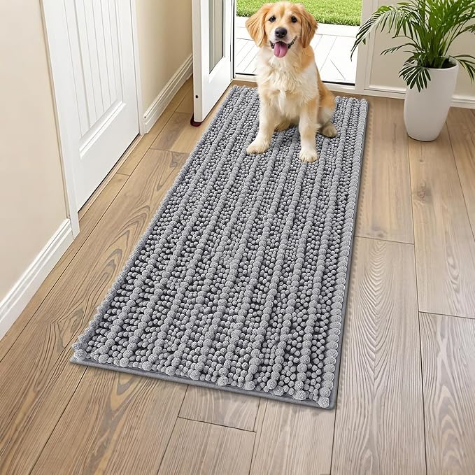Smiry Dog Door Mat for Muddy Paws 47x20, Absorbent Dirt Trapper, Non-Slip by Smiry