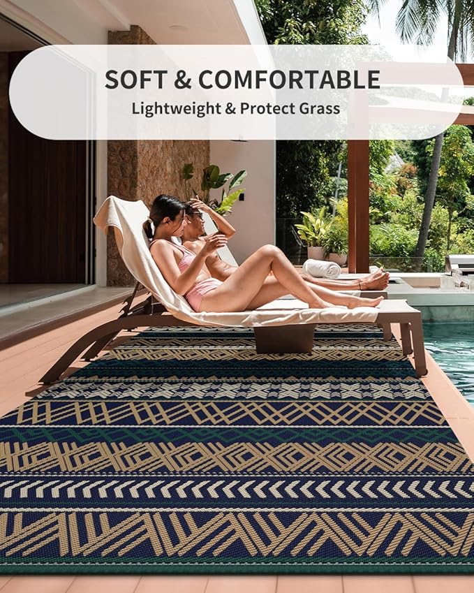 MontVoo Outdoor Rug Carpet Waterproof-Patio Rug Mat 8x10 Reversible RV Outdoor - Image 7
