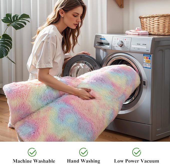 KICHOWUA Thick Area Rug 5x7 Rainbow Fluffy Shag - Image 5