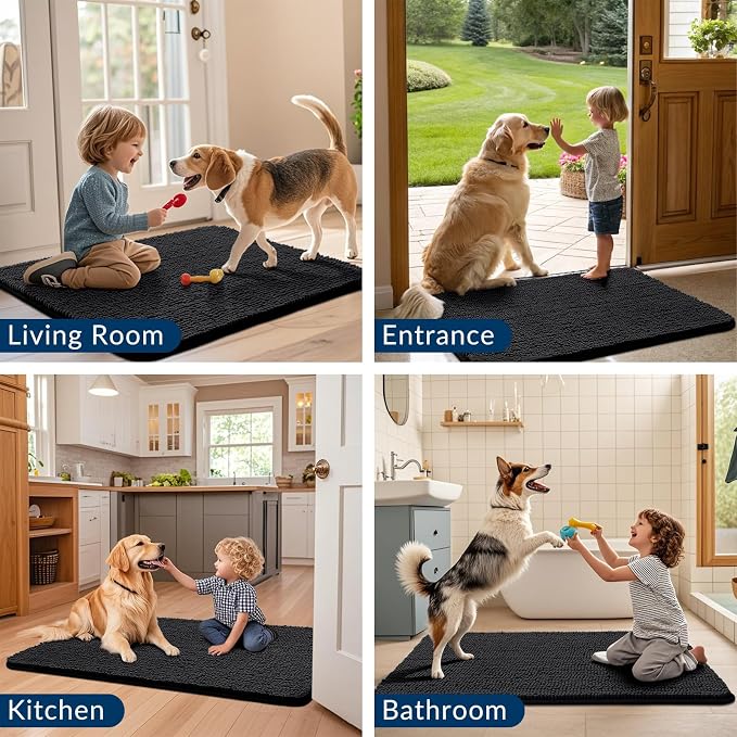 Smiry Dog Door Mat for Muddy Paws 59x35, Absorbent Dirt Trapper, Non-Slip - Image 7