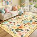 RELEANY Floral 6x9 Area Rugs Washable Print Boho Cute Carpet Non Slip Flower by RELEANY