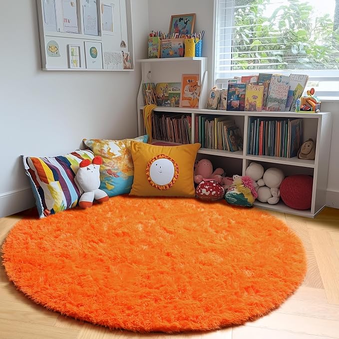 Amdrebio Orange Circle Round Rug 6Ft - Image 9