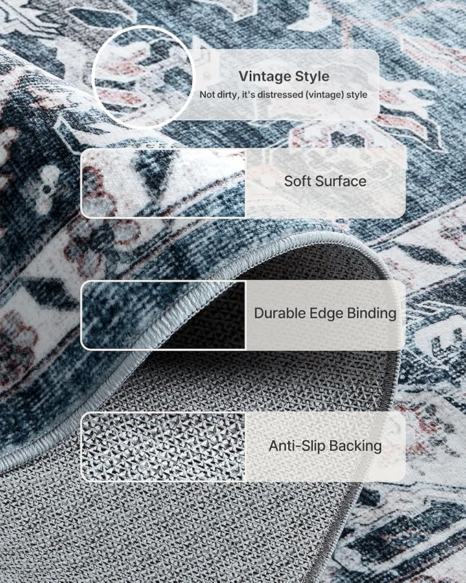 AMADA HOMEFURNISHING 8x10 Washable Area Rug, Low-Profile - Image 5