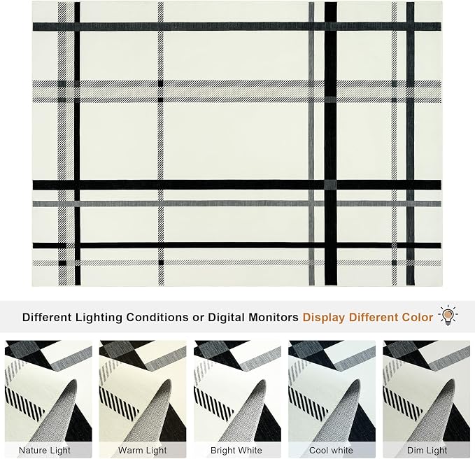 Terrug Plaid Area Rug for Bedroom, Soft Low Pile Stain Resistance Abstract - Image 5